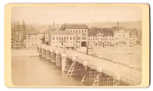 Fotografie Varady & Co., Basel, Ansicht Basel, Rheinbrücke mit Klein Basel