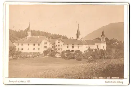 Fotografie Würthle & Sohn, Salzburg, Ansicht Schellenberg (Lichtenstein), Blick auf das Kloster Schellenberg