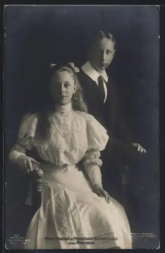 AK Prinzesssin Victoria Luise und Prinz Joachim von Preussen, Jugendfoto