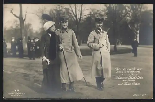 AK Ernst August Herzog von Braunschweig mit Prinzessin Victoria Luise und Prinz Oskar