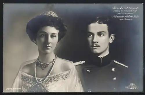 AK Prinz Ernst August Herzog zu Braunschweig und Prinzessin Victoria Luise von Preussen