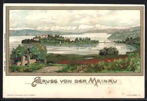 Künstler-AK Karl Mutter: Insel Mainau, Gesamtansicht