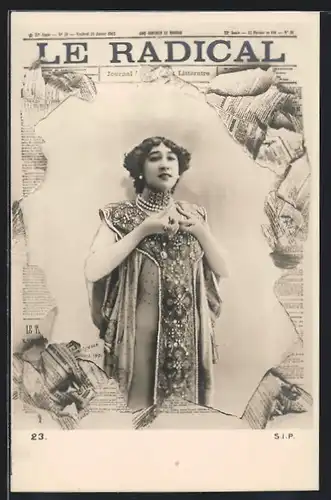AK Zeitung Le Radical, Dame mit Schmuck