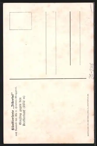 Künstler-AK Ginzling, Ortsansicht gegen den Bretterkopf