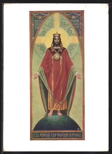 AK Mainz, 3. Christkönigs-Kongress 1933, Christus mit Krone und Wundmalen