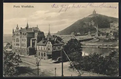 AK Porta Westfalica, Blick von oben auf die Stadt