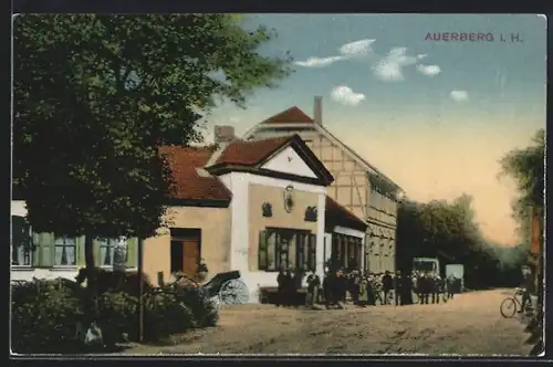 AK Auerberg i. H., Strassenpartie vor einem Fachwerkhaus
