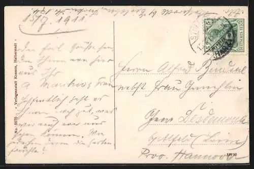 AK Auerberg i. H., Strassenpartie vor einem Fachwerkhaus