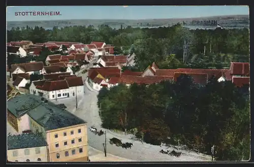 AK Stotternheim, Strassenpartie mit Pferdekutschen aus der Vogelperspektive