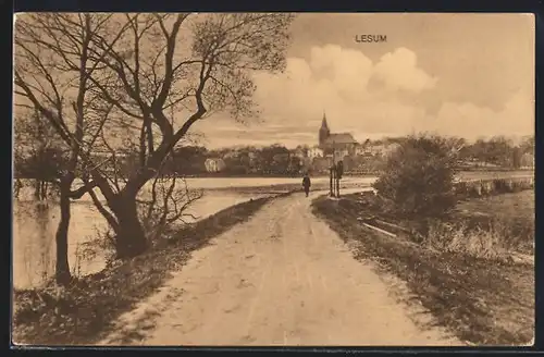 AK Lesum, Wasserpartie mit Blick auf die Ortschaft