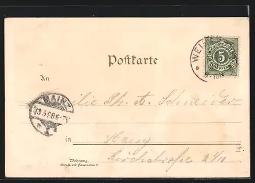 Lithographie Weinsberg, Burg, Turm, Burg-Kapelle