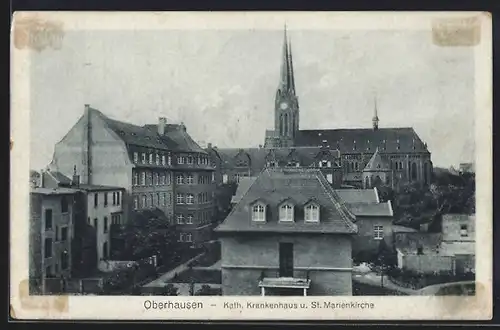 AK Oberhausen, Kath. Krankenhaus u. St. Marienkirche