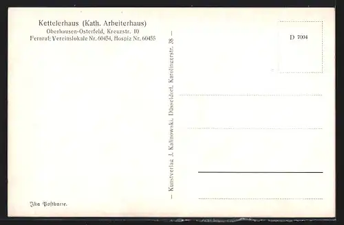 AK Oberhausen-Osterfeld, Kettelerhaus (Kath. Arbeiterhaus), Saal, Kreuzstr. 10