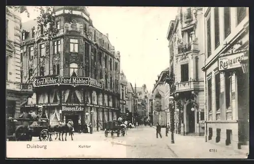 AK Duisburg, Strasse am Kuhtor, Hotel-Restaurant Duisburger