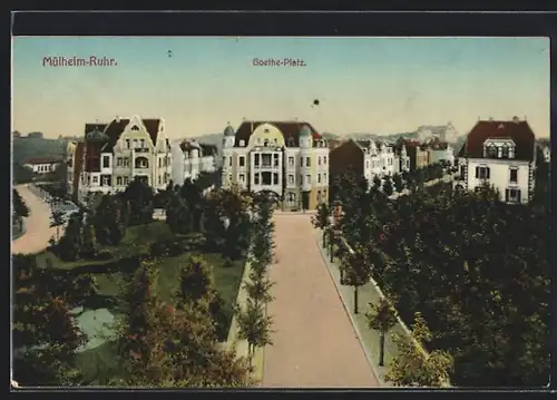 AK Mülheim a. Ruhr, Blick auf den Goethe-Platz