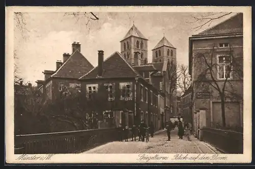 AK Münster i. W., Partie am Spiegelturm