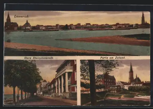 AK Emmerich, Obere Rheinpromenade, Partie am Zollamt