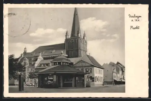 AK Uerdingen a. Rh., Partie am Markt mit Blick zur Kirche