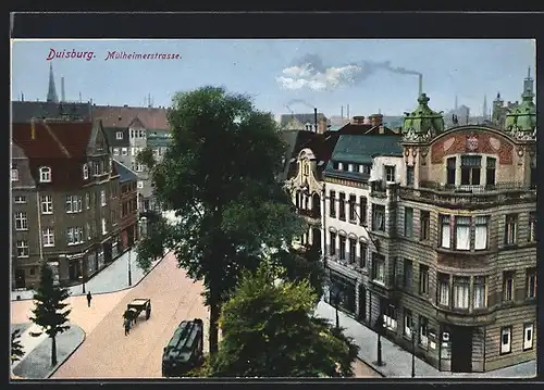 AK Duisburg, Strassenbahn auf der Mülheimstrasse