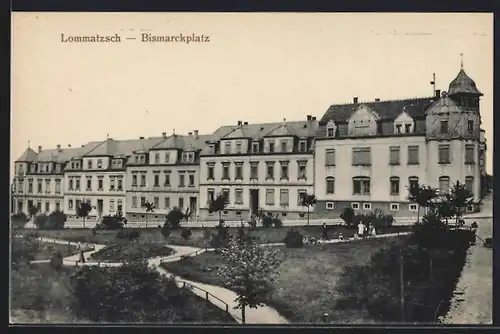 AK Lommatzsch, Blick auf den Bismarckplatz