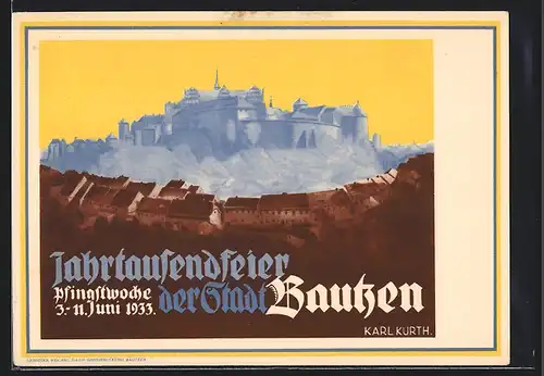 Künstler-AK Bautzen, Jahrtausendfeier 1933