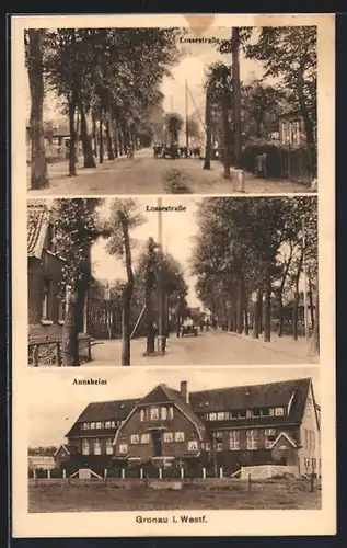 AK Gronau i. W., Blick in die Lossestrasse, Annaheim