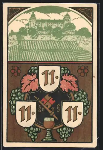 Künstler-AK Würzburg, Festung Marienberg, Kurioses Datum 11.11.1911, §11