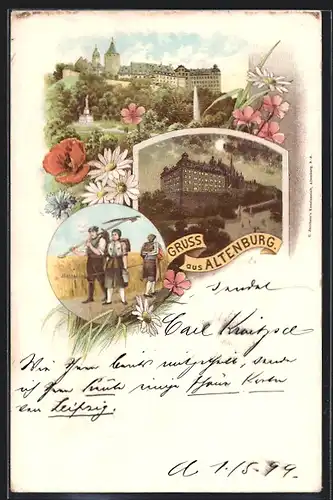 Lithographie Altenburg, Ansicht von Burg