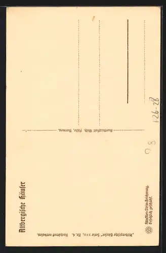 Steindruck-AK Barmen, Partie am Haus Schuchard