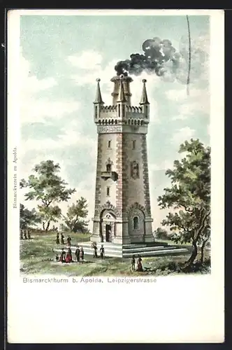 Lithographie Apolda, Bismarckturm, Leipzigerstrasse