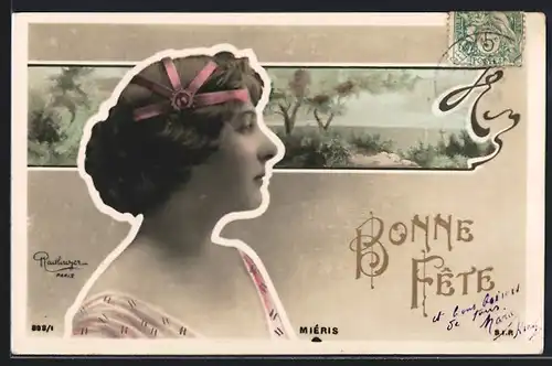 Foto-AK Atelier Reutlinger, Paris: Dame mit Haarschmuck