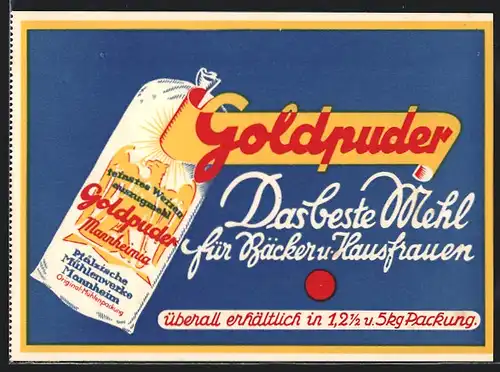 Künstler-AK Reklame für Goldpuder-Mehl