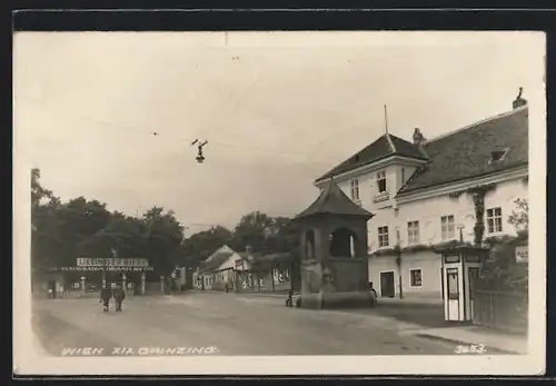 AK Wien-Grinzing, Strassenpartie mit Restauration Trummelhof