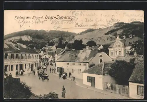 AK Wien-Sievering, Schloss am Gasthaus Himmel, Strassenpartie