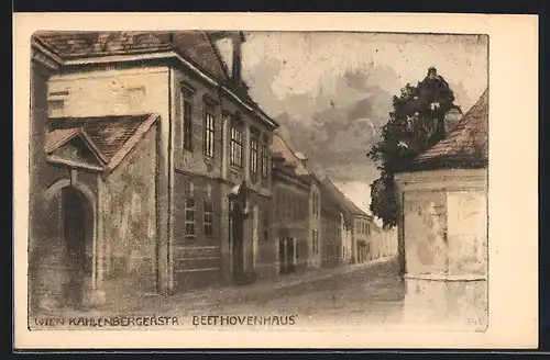 Künstler-AK Wien, Kahlenbergerstrasse mit Beethovenhaus