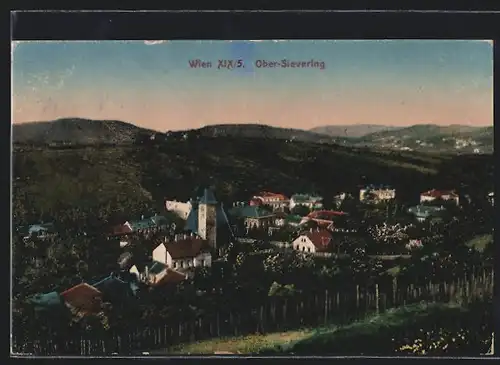 AK Wien-Sievering, Ober-Sievering aus der Vogelschau