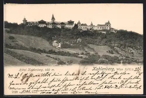 AK Wien, Kahlenberg, Hotel Kahlenberg mit Feldern