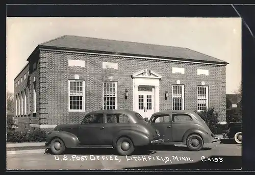 Foto-AK Litchfield, MN, US Post Office and Cars