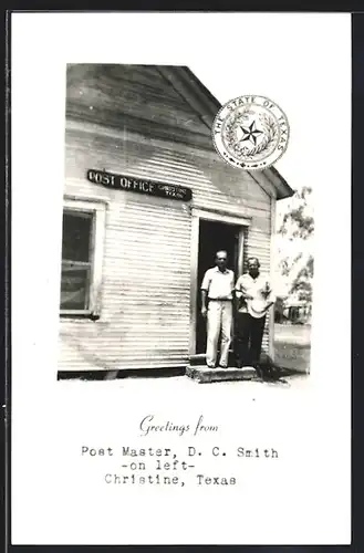 Foto-AK Christine, TX, Post Office, Post Master D. C. Smith