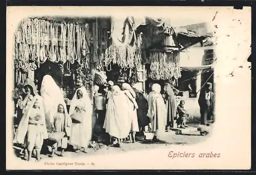 AK Epiciers arabes, Krämerladen in Nordafrika