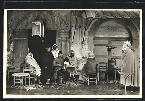 AK Araber in einem Orientalischem Cafe