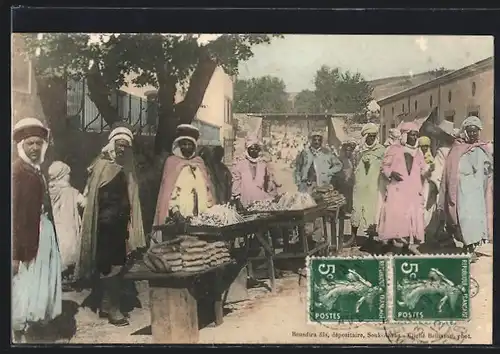 AK Marktszene mit arabischem Bäcker