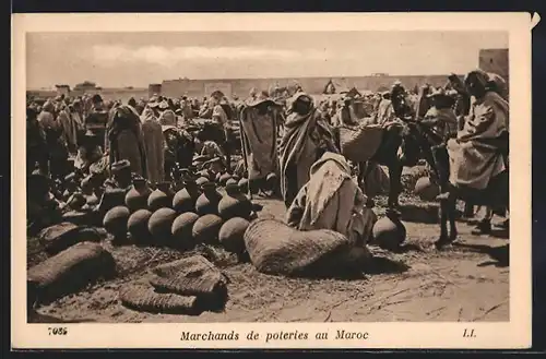 AK Maroc, Marchands de poteries, arabischer Händler