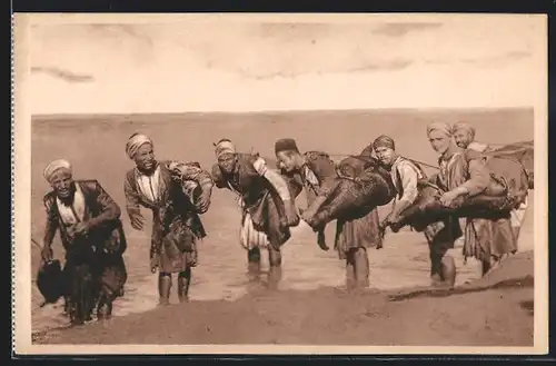 AK Egypt, Water carriers, arabische Wasserhändler