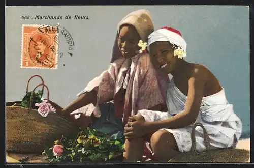 AK Marchands de fleurs, arabische Händler