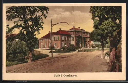 AK Oberhausen, Schloss Oberhausen mit Strassenpartie