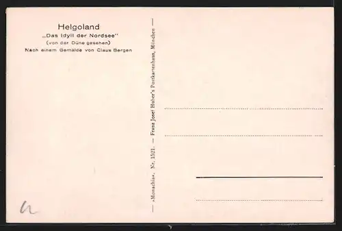 Künstler-AK Helgoland, Ansicht von der Düne aus