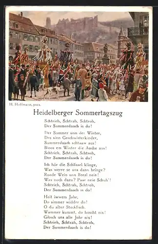Künstler-AK Heidelberg, Heidelberger Sommertagszug, Lied