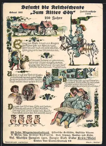 AK Kröv, Reichsschenke Zum Ritter Götz, 250 Jahre, historische Gaststätte, Sage