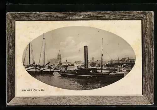 AK Emmerich a. Rh., Dampferpartie am Rhein